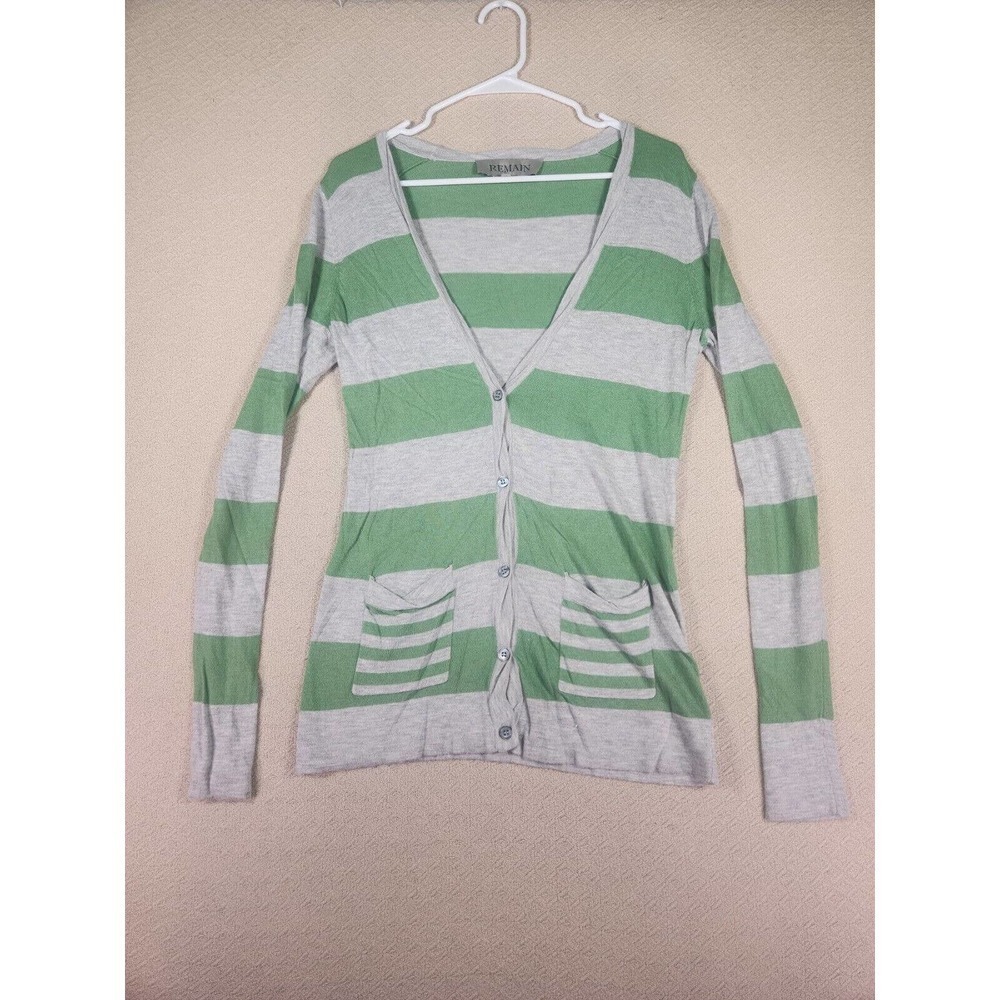 Remain Sweater Womens Small S Cardigan Long‎ Knit Button Up Gray EUC